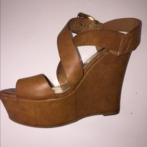 Size 7.5 Brown Wedge Heels